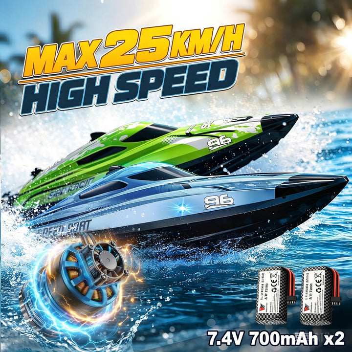 RC Boot 25 km/h mit LED-Licht und 120m Reichweite, Grün