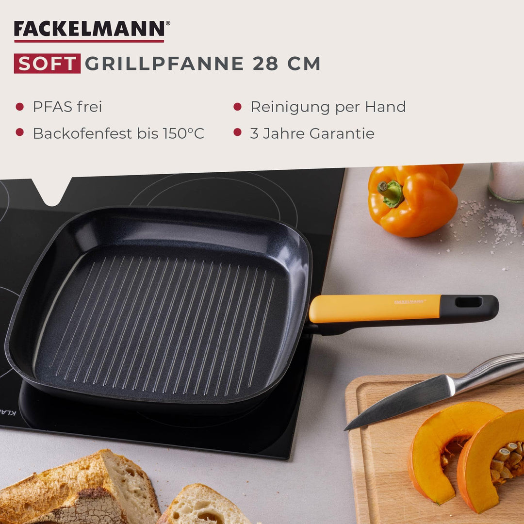 Grillpfanne Aluminium Ø 28 cm Keramikbeschichtung PFAS-frei Orange - Bild 3