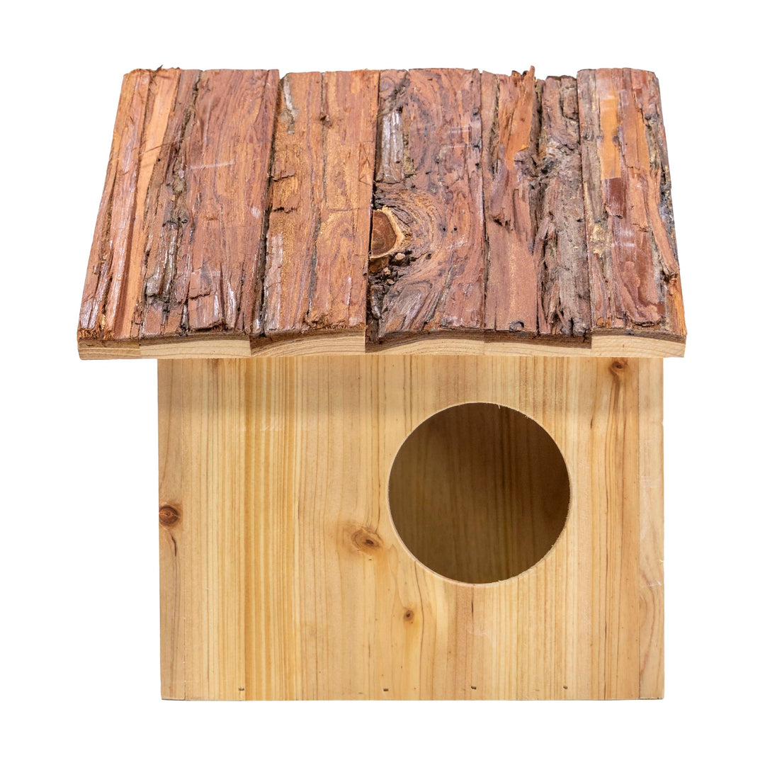 Eichhörnchenhaus Holz mit Rindendach 3 Eingänge 25x26x29 cm - Bild 2