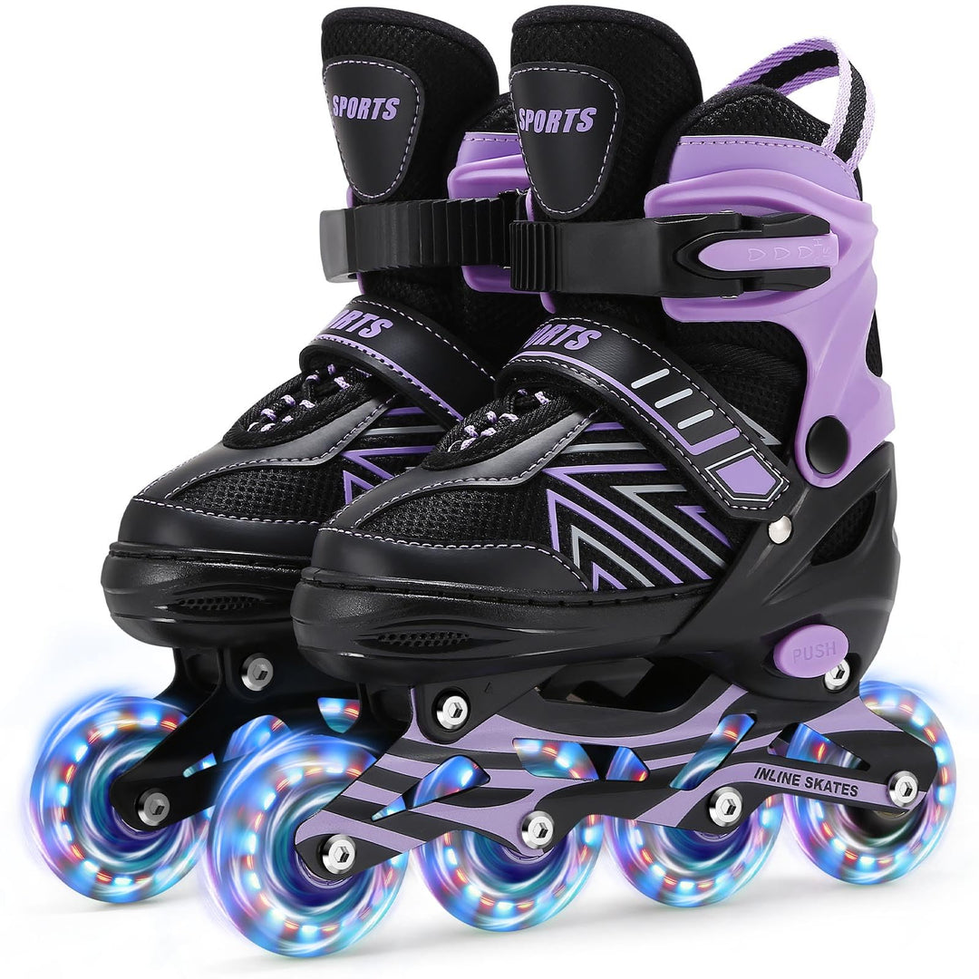 Inline Skates Kinder verstellbar 4 Grössen leuchtende Räder EU32-36