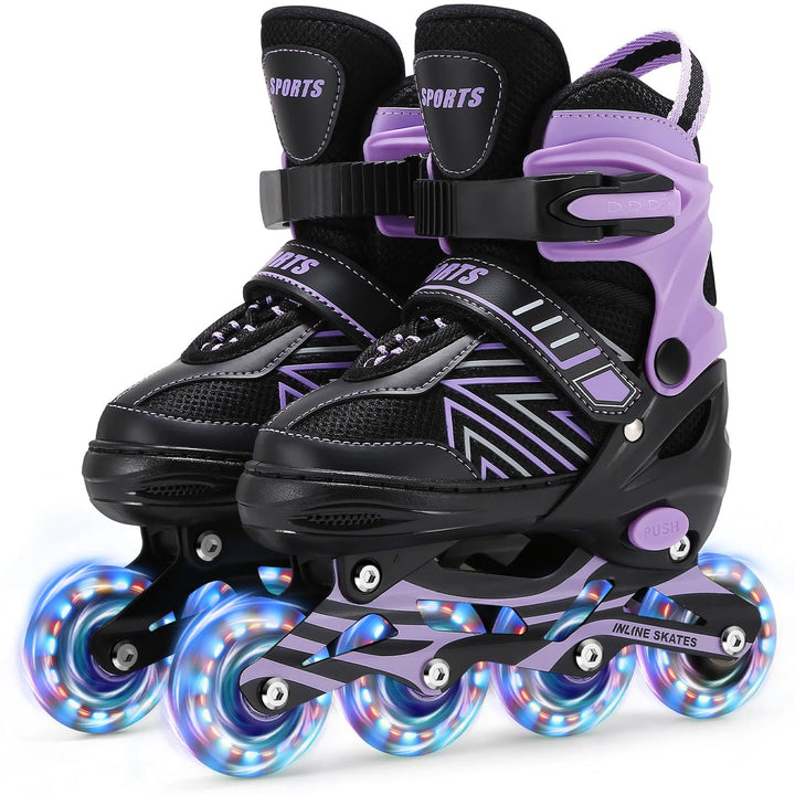 Inline Skates Kinder verstellbar 4 Grössen leuchtende Räder EU32-36