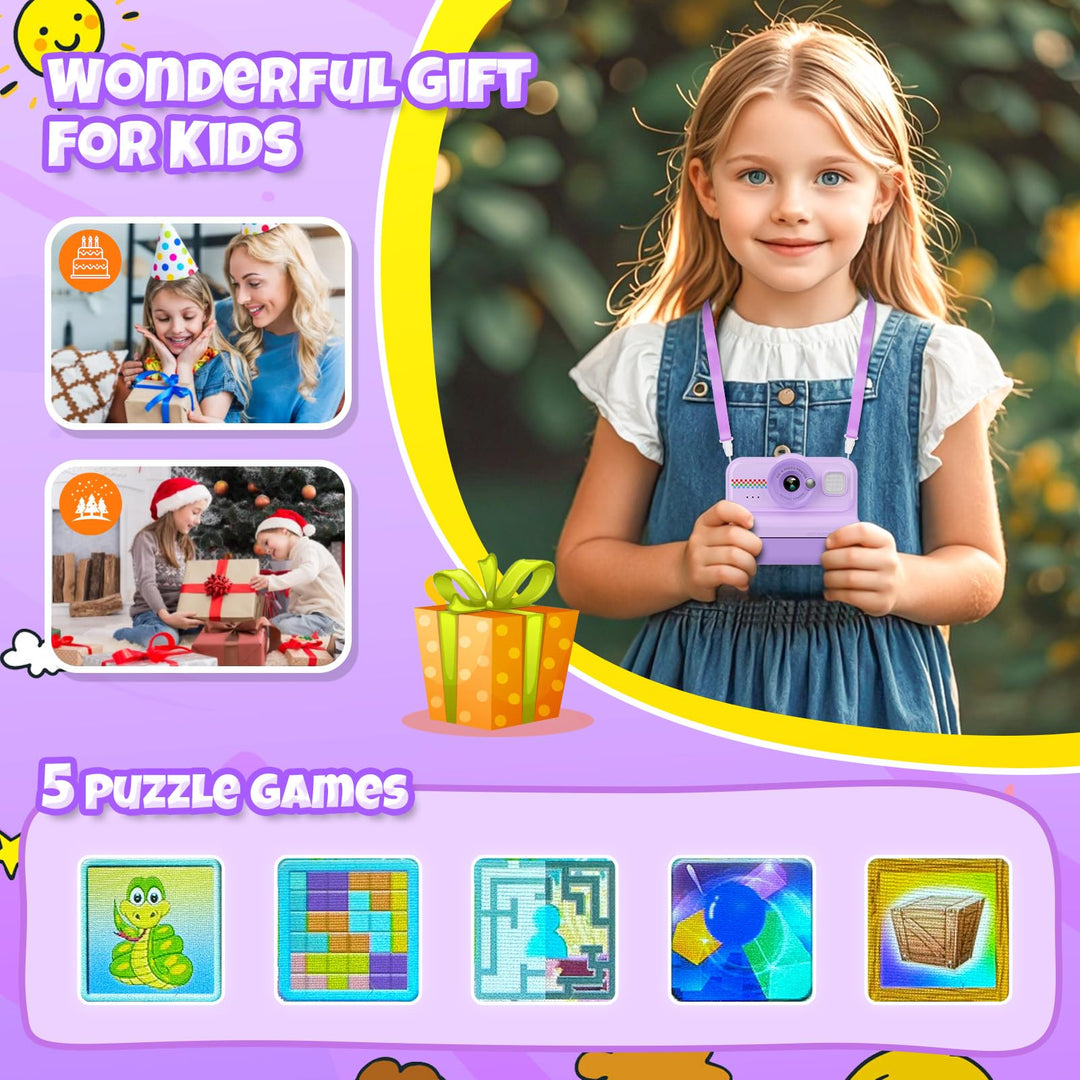 Sofortbildkamera Kinder 1080P Thermodruck mit 32GB &amp; 3 Druckpapierrollen - Bild 6