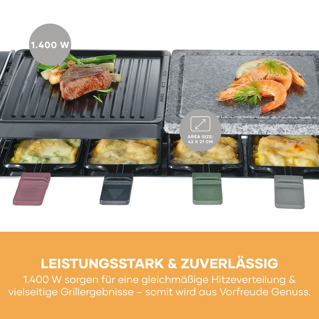 Raclette-Grill mit Naturgrillstein und Grillplatte für 8 Personen - Bild 6