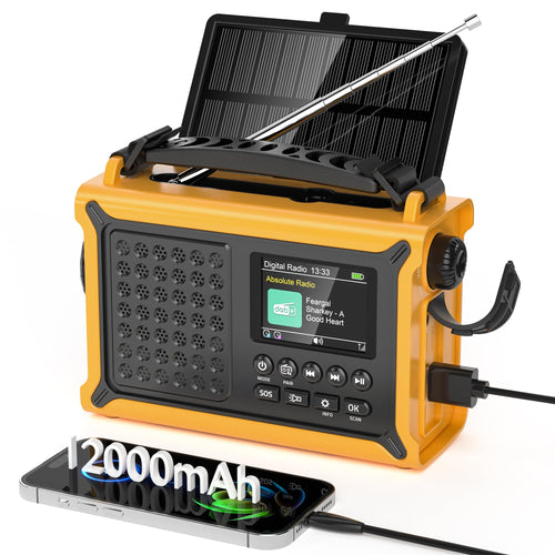 Digitalradio DAB+ UKW Solar Kurbel Notfallradio Bluetooth 12000mAh