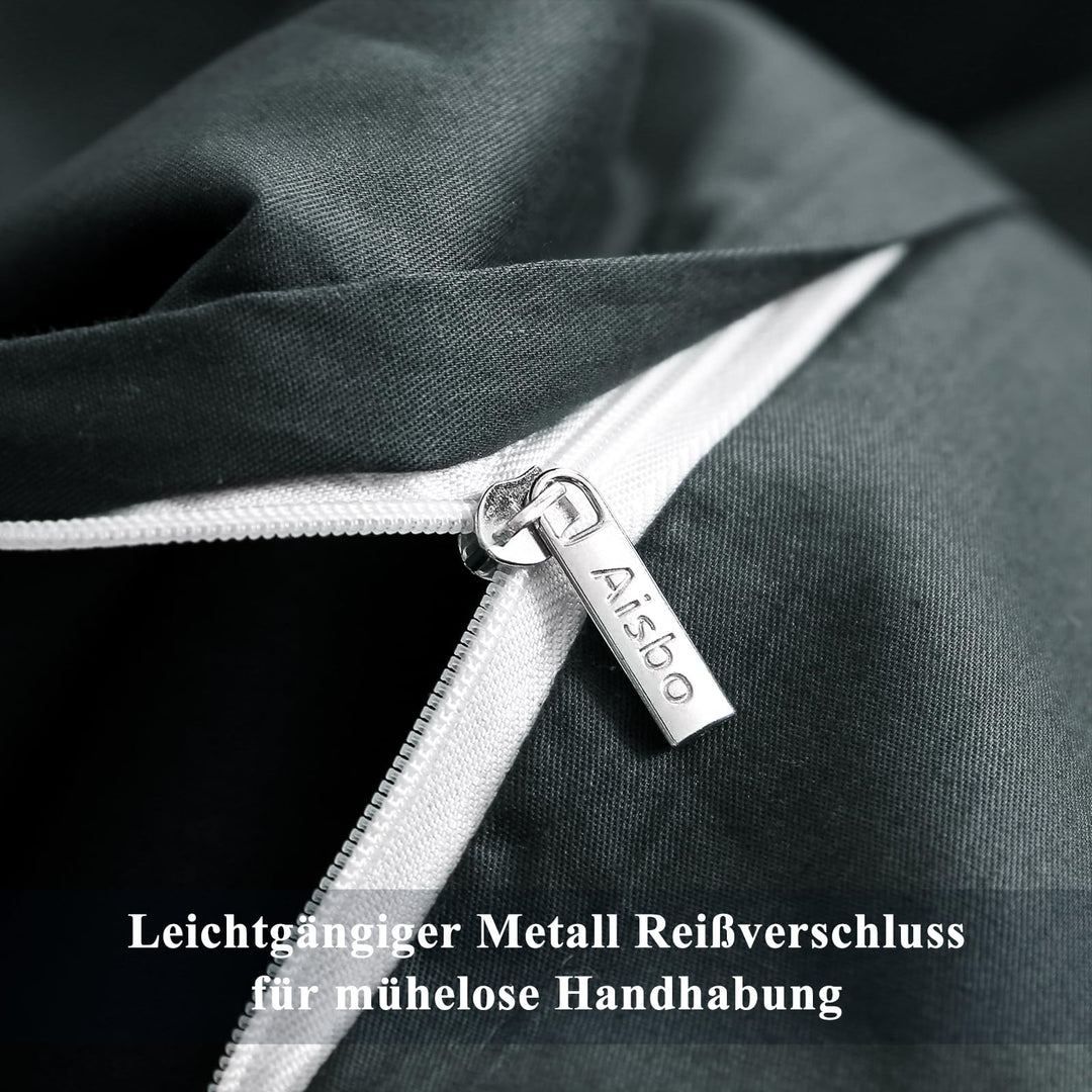 Bettwäsche-Set 200x200 Baumwolle Anthrazit mit Kissenbezügen 80x80 - Bild 6