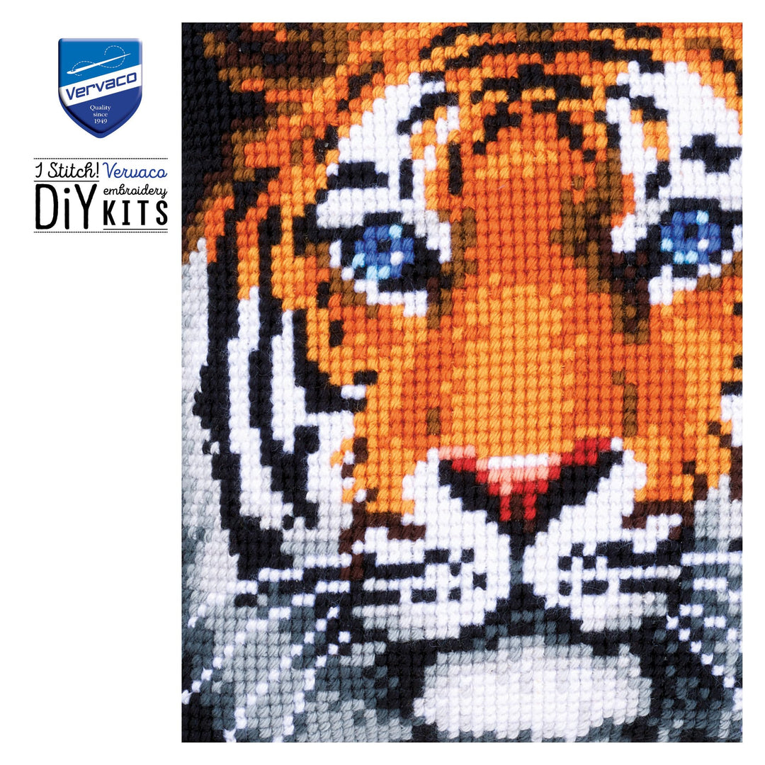 Kreuzstich Set Kissen Tiger vorgedruckt 40x40 cm für Anfänger - Bild 6