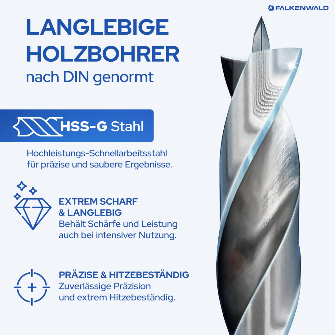 Holzbohrer Set HSS-G 1-13mm mit Kegelsenker 26-teilig - Bild 5