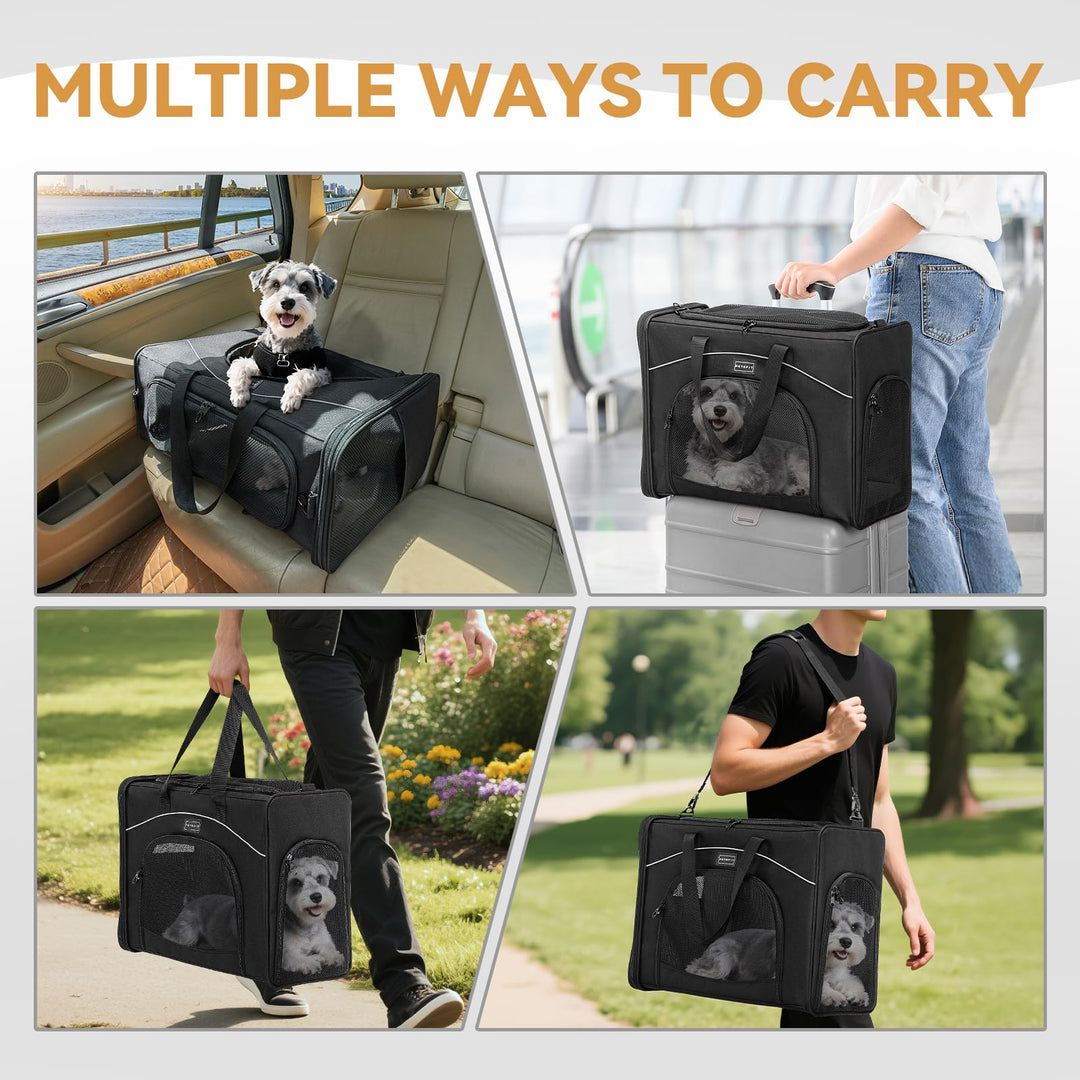 Hundetasche Flugzeug 55x40x23 cm bis 13 kg mit Dual-Mode Schwarz - Bild 8