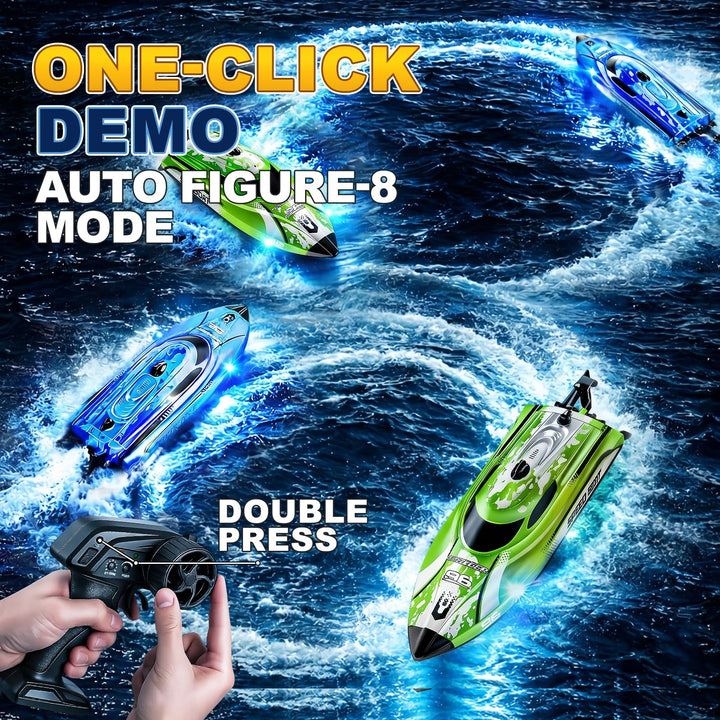 RC Boot 25 km/h mit LED-Licht und 120m Reichweite, Grün