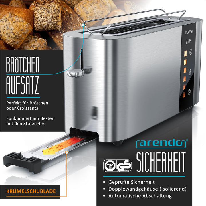 Langschlitz-Toaster 2 Scheiben Edelstahl mit Touchscreen und Restzeitanzeige - Bild 3