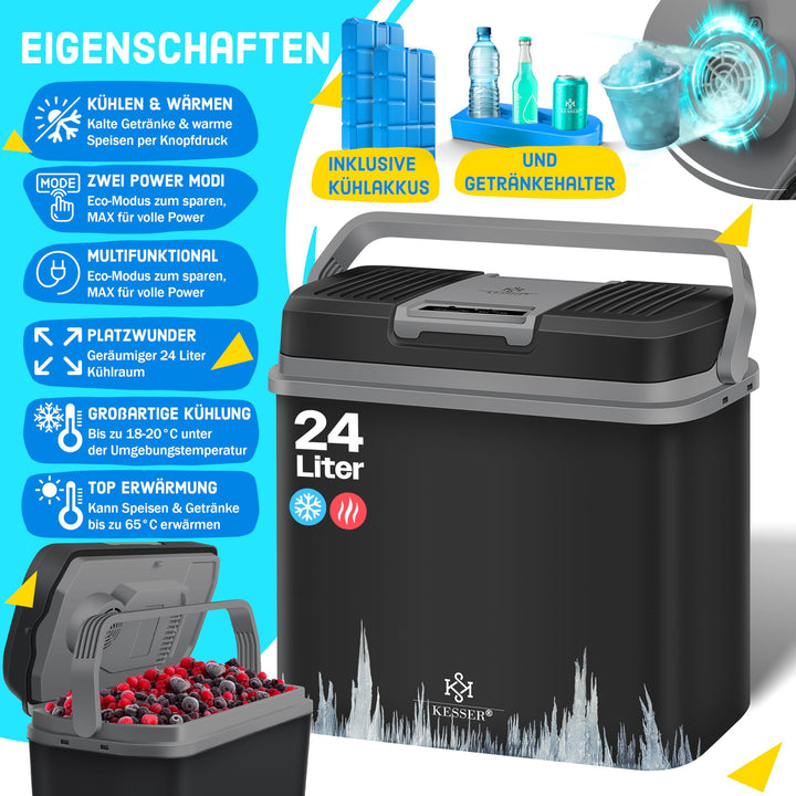 Thermo-Elektrische Kühlbox 24 L Kühlen &amp; Wärmen 12V/230V für Auto Camping - Bild 2
