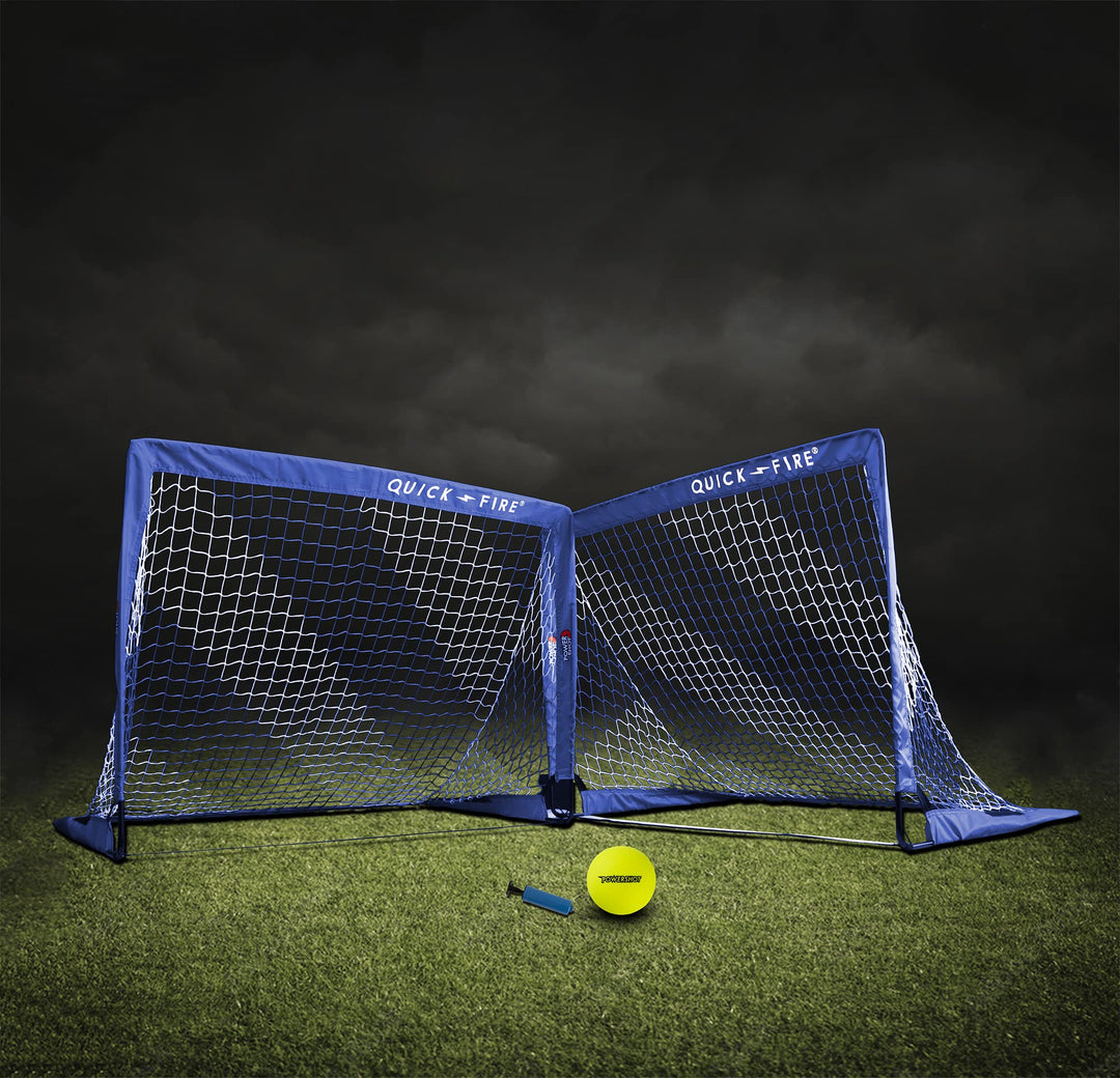 Fussballtor Pop-Up faltbar Fiberglas 180x120 cm 2er-Set Blau/Weiss - Bild 2