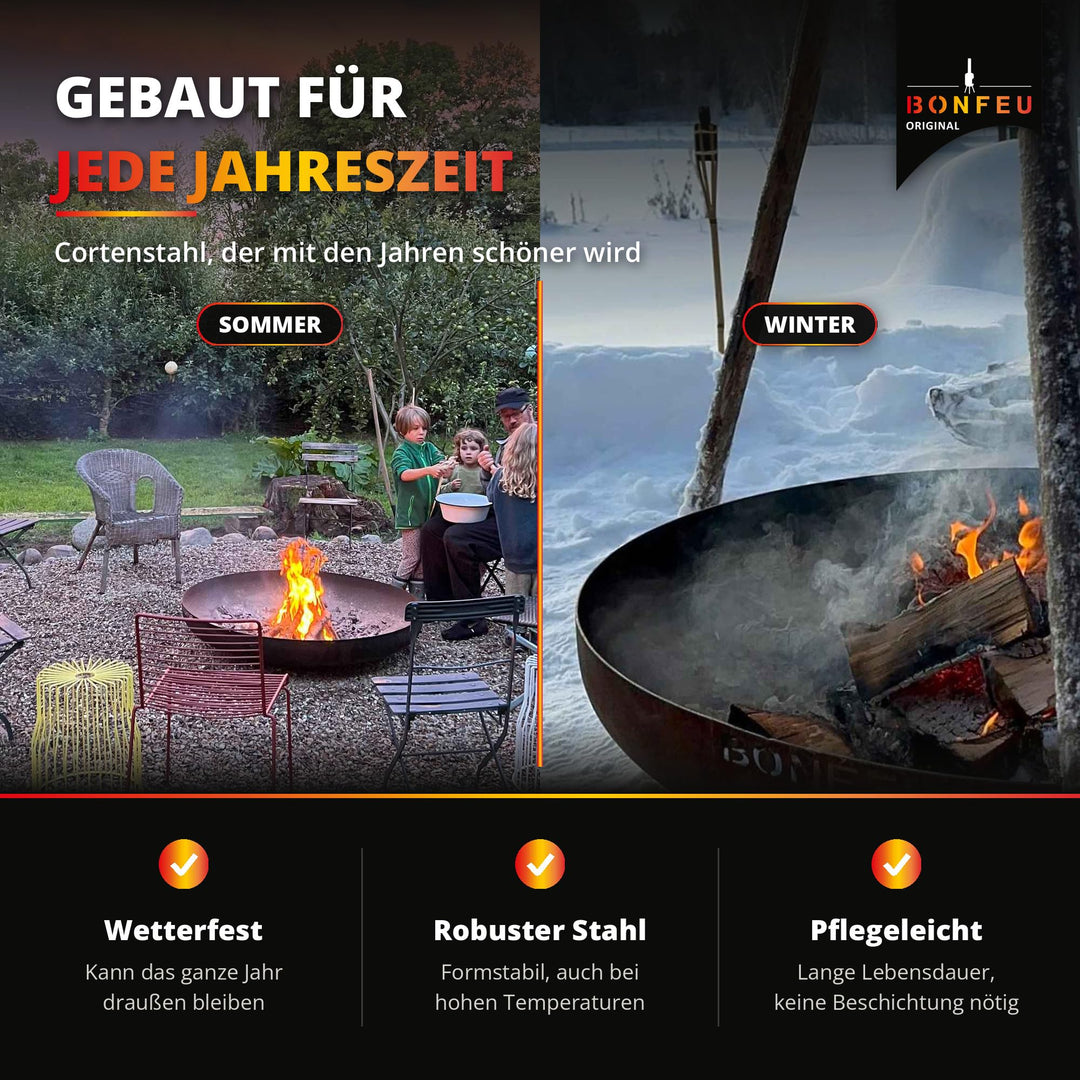 Feuerschale Cortenstahl 100 cm rund für Garten und Terrasse - Bild 6