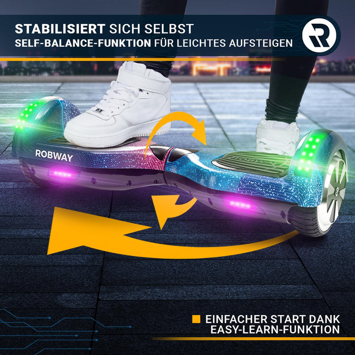 Hoverboard Self-Balance 700W Bluetooth App LED 15 km/h matt schwarz - Bild 6