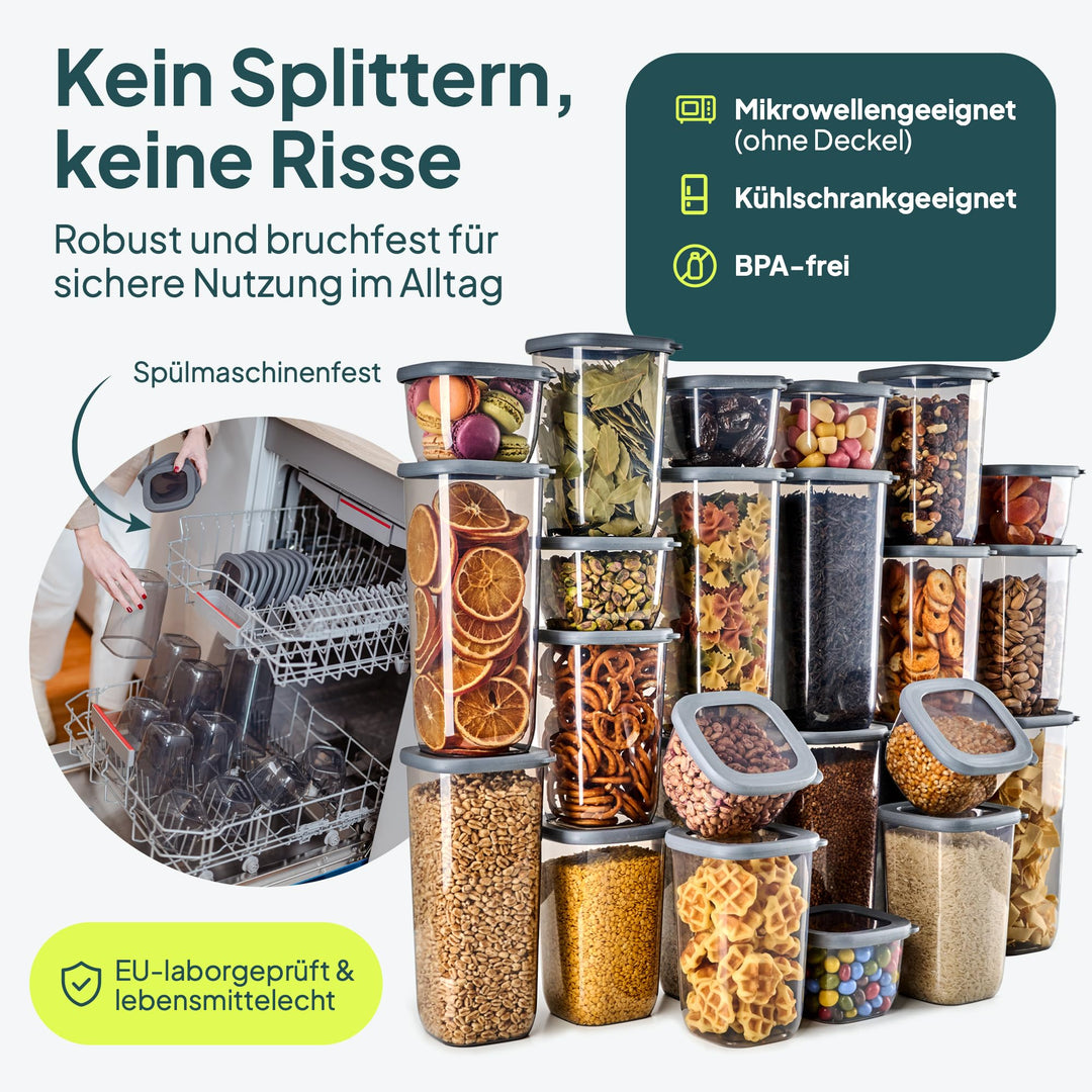 Vorratsdosen luftdicht 24er-Set Kunststoff für Küche und Speisekammer - Bild 4