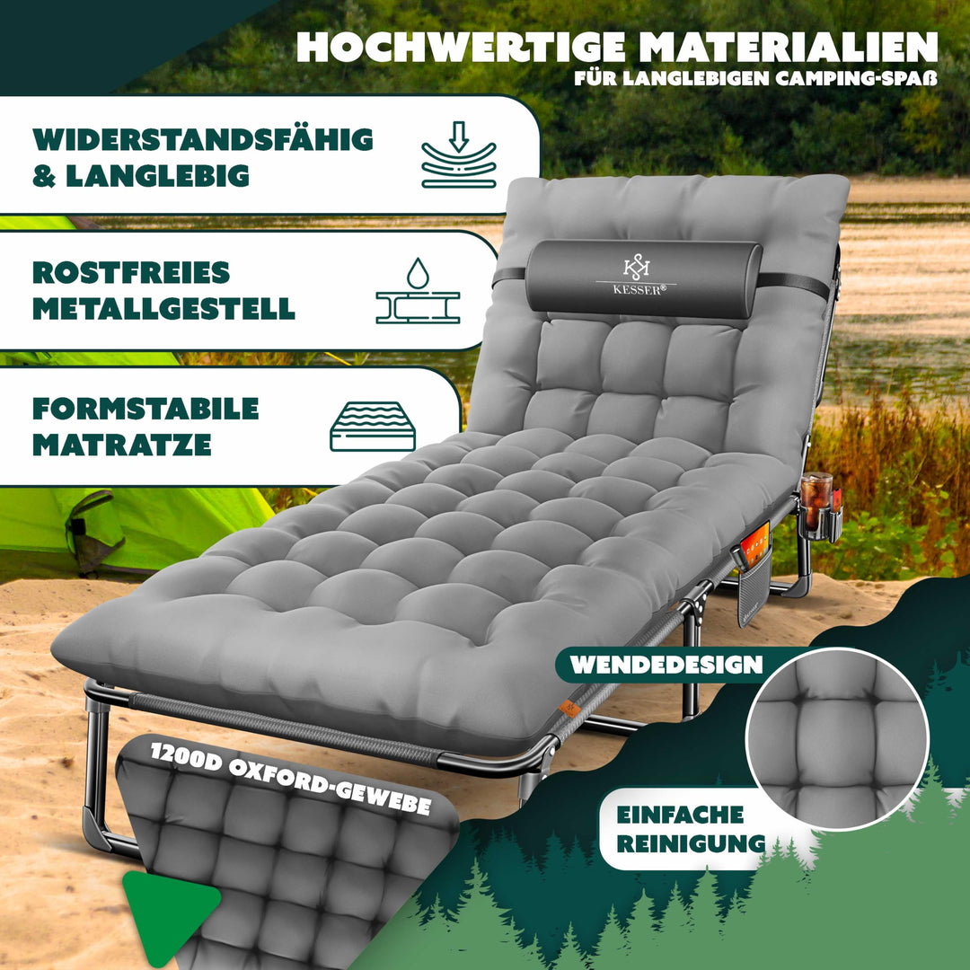Campingbett klappbar 190x68cm bis 250kg Oxford-Gewebe mit Zubehör - Bild 6