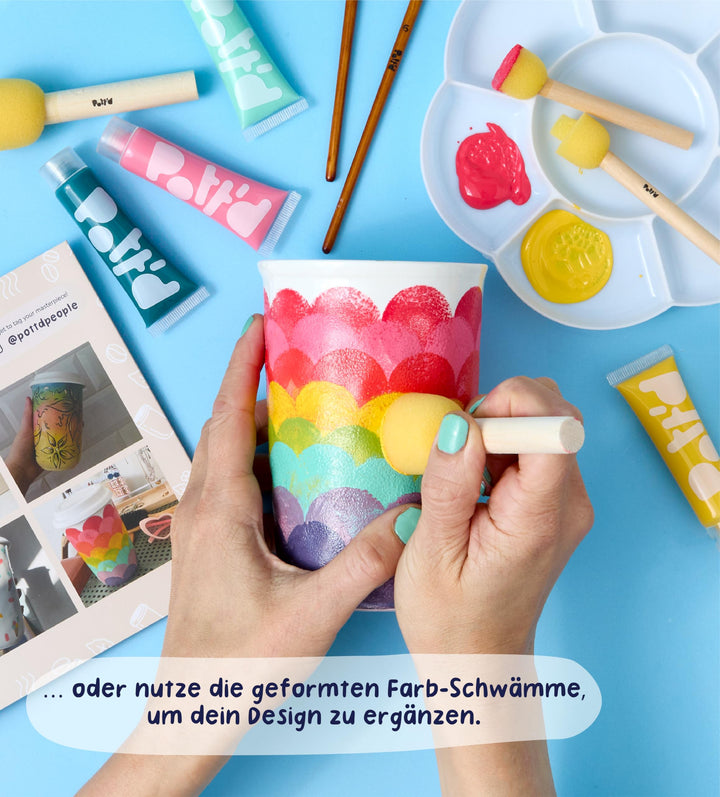 DIY Keramik-Bemalset Reisebecher 2er-Set mit Farben und Pinseln - Bild 3
