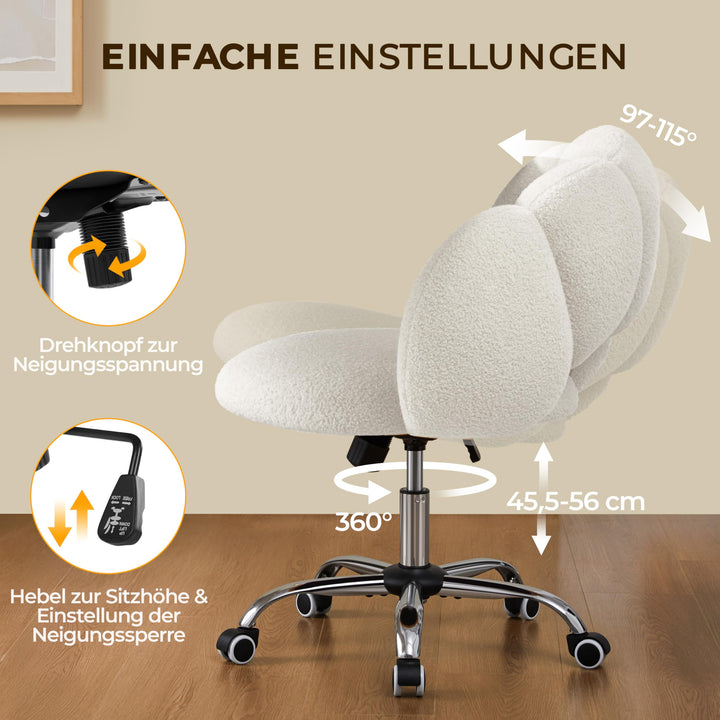 Schreibtischstuhl Wolkenform Bouclé Weiss Höhenverstellbar 136 kg - Bild 8