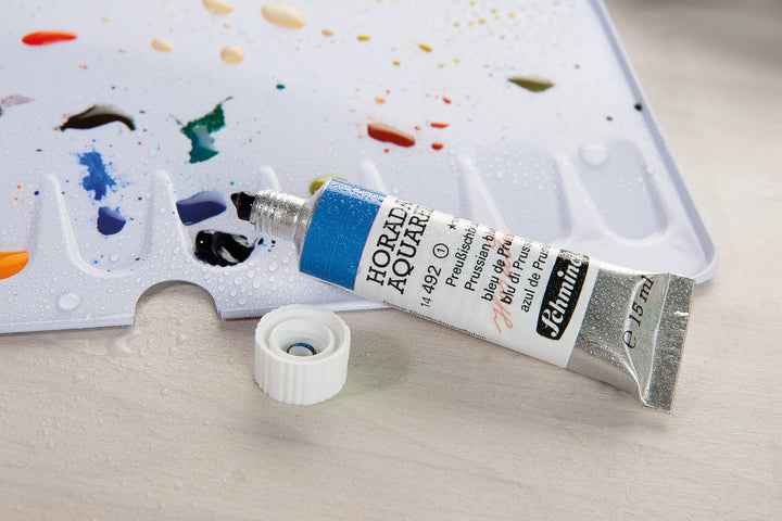 Aquarell-Leerkasten Metall schwarz für 10x15ml Tuben mit Mischpalette - Bild 4