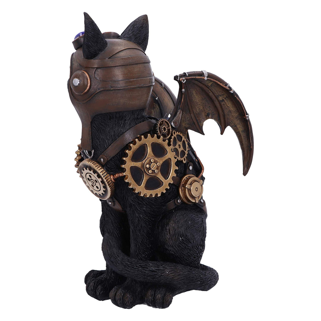 Steampunk Katzenfigur Pilot mit Flügeln Harz handbemalt 22,7 cm - Bild 4