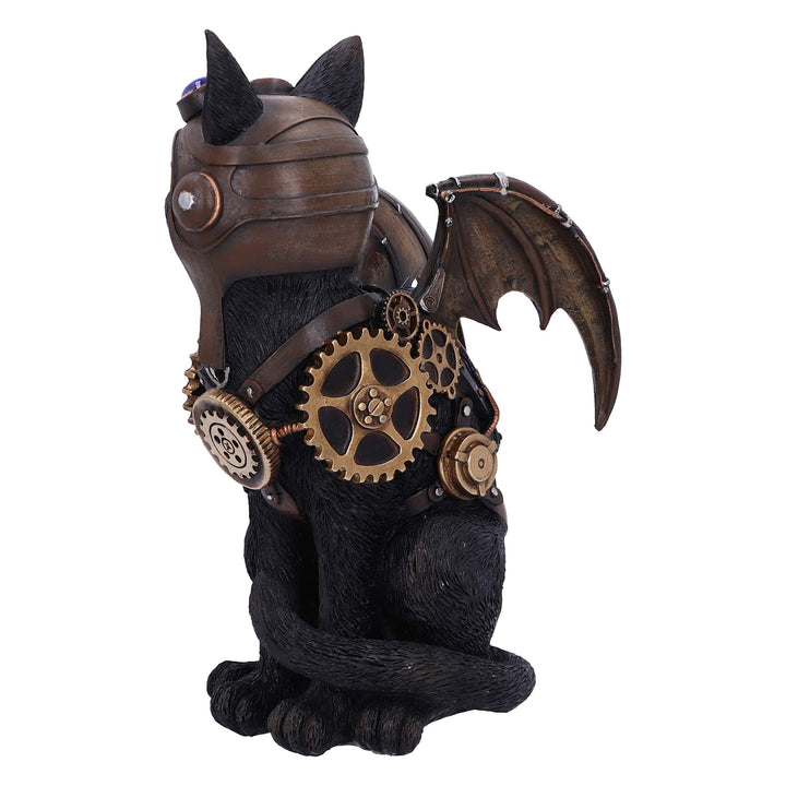 Steampunk Katzenfigur Pilot mit Flügeln Harz handbemalt 22,7 cm - Bild 4