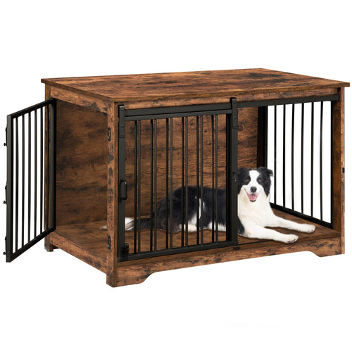 Hundekäfig Möbel Vintage 100 cm mit 2 Türen für mittelgrosse Hunde