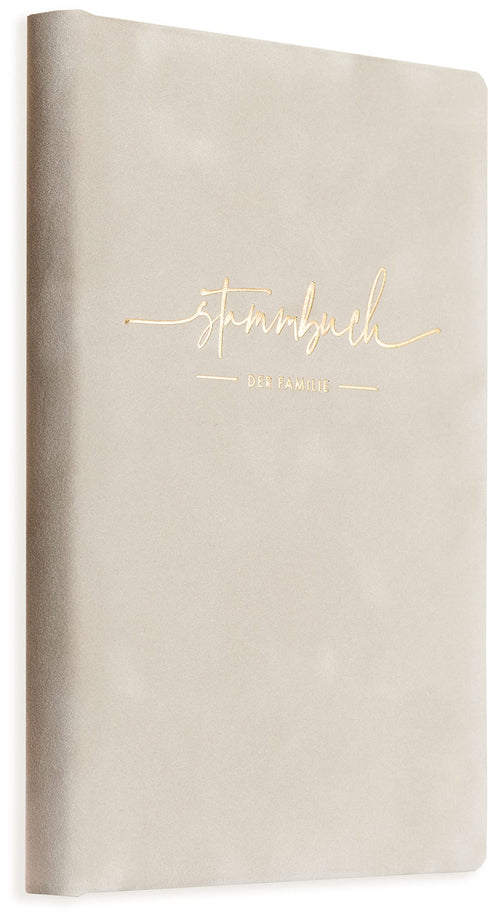 Familienstammbuch Samt Hellgrau mit Goldprägung 14,5x21 cm