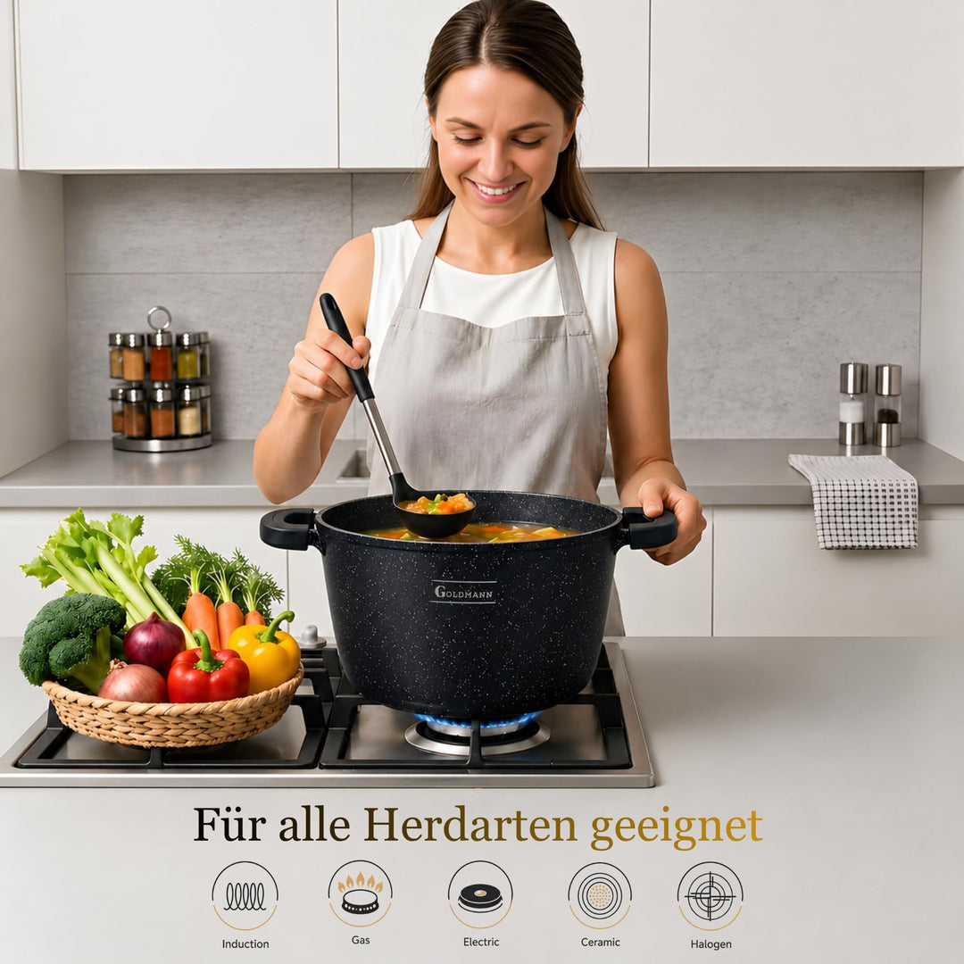 Suppentopf Aluguss 24 cm 6,2 l Keramik-Antihaft Induktion alle Herde - Bild 5