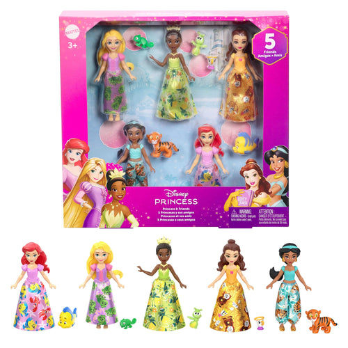 Disney Princess Puppen 5er-Set mit Freundefiguren 9 cm