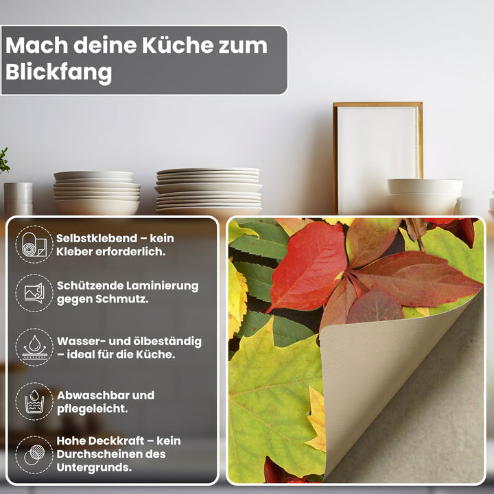 Küchenrückwand Klebefolie Blätter-Motiv selbstklebend 180x60 cm - Bild 3