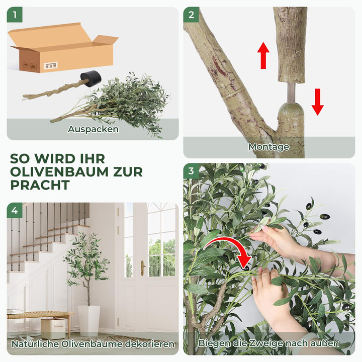 Künstlicher Olivenbaum 120 cm Polyester mit Zementsockel - Bild 3