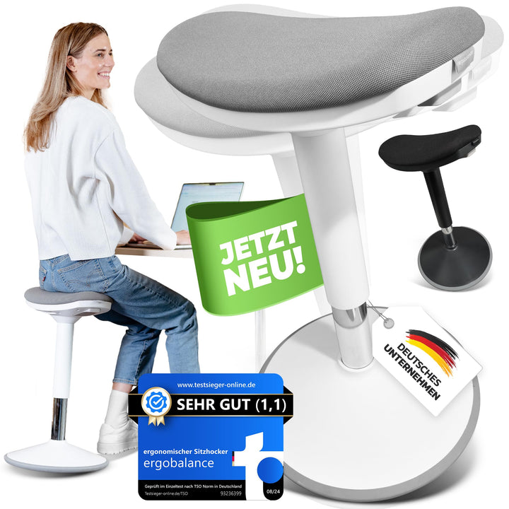 Sattelhocker Büro höhenverstellbar 43–63 cm 2 Sitzpositionen aktives Sitzen