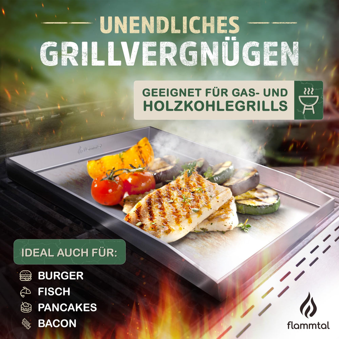 Plancha Grillplatte Edelstahl 4mm 40x30cm mit Grillspachteln - Bild 6
