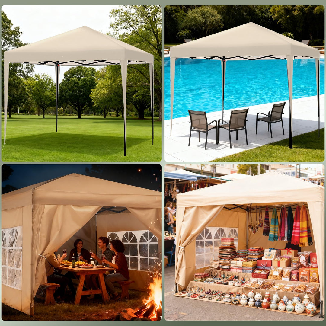Faltpavillon 3x3m mit 4 Seitenwänden Stahl UV50+ höhenverstellbar - Bild 6