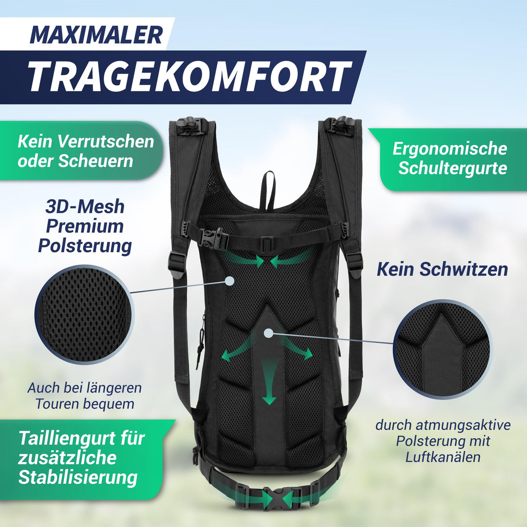 Fahrradrucksack 10+3L mit Trinkblase, Thermofach &amp; Helmnetz - Bild 7