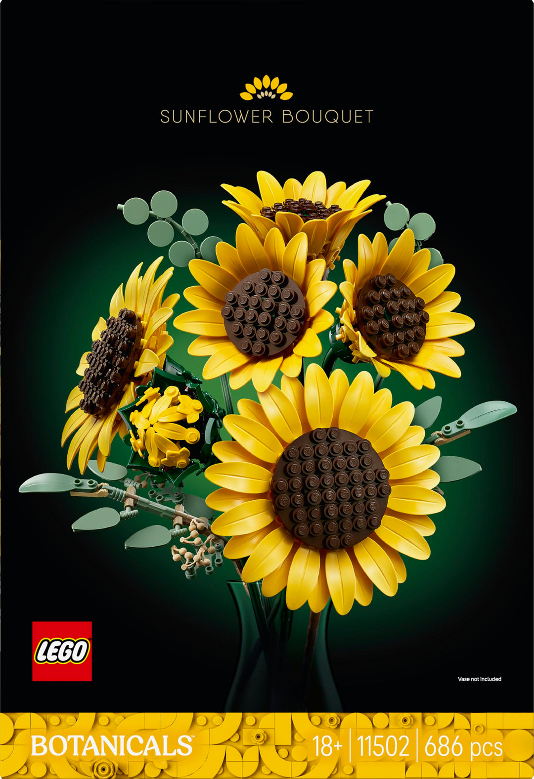 Klemmbausteine Sonnenblumenstrauss 686 Teile mit Eukalyptus Deko - Bild 4
