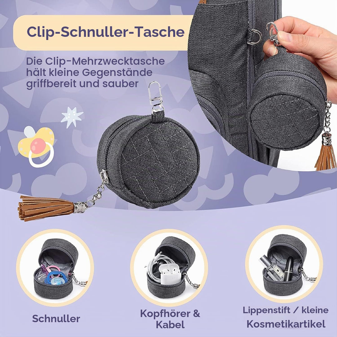 Wickelrucksack mit Wickelunterlage &amp; 18 Taschen, dunkelgrau - Bild 8