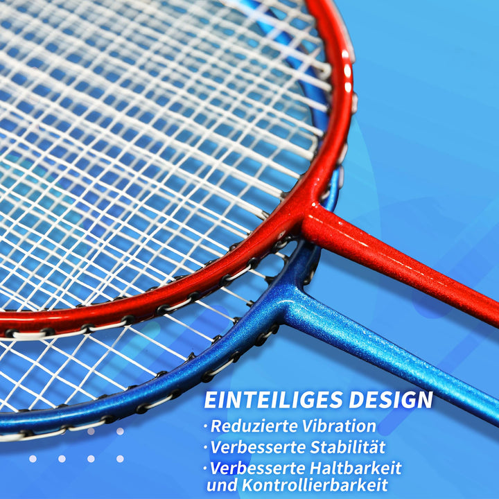 Badminton Set 4 Schläger mit Federbällen und Tragetasche - Bild 2
