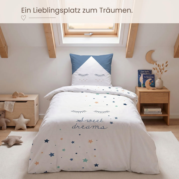 Kinderbettwäsche Mädchen 135x200 Baumwolle Wendebettwäsche Sterne - Bild 8