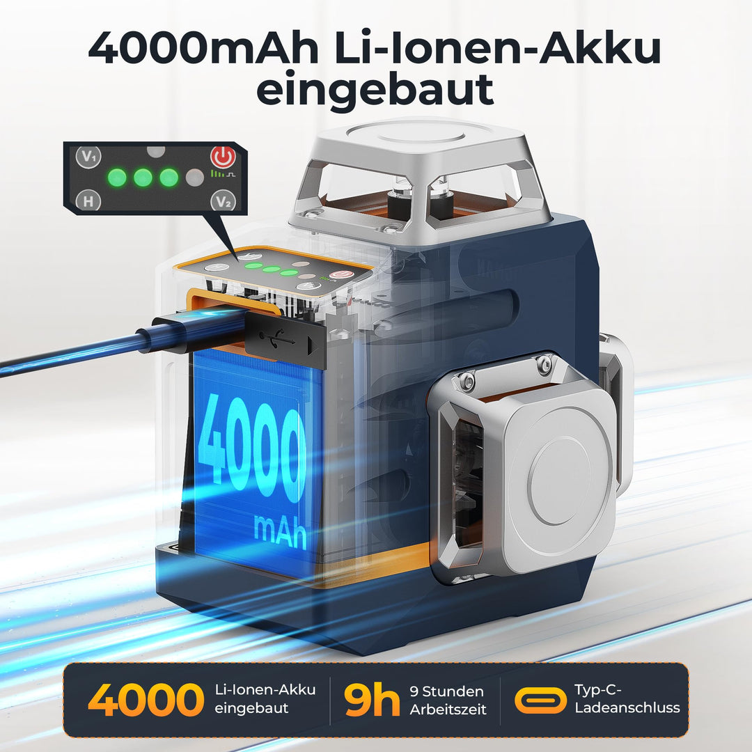 Kreuzlinienlaser 3x360° Grün Selbstnivellierend mit Fernbedienung - Bild 9