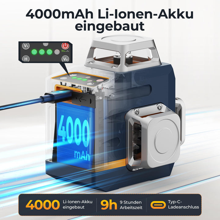 Kreuzlinienlaser 3x360° Grün Selbstnivellierend mit Fernbedienung - Bild 9