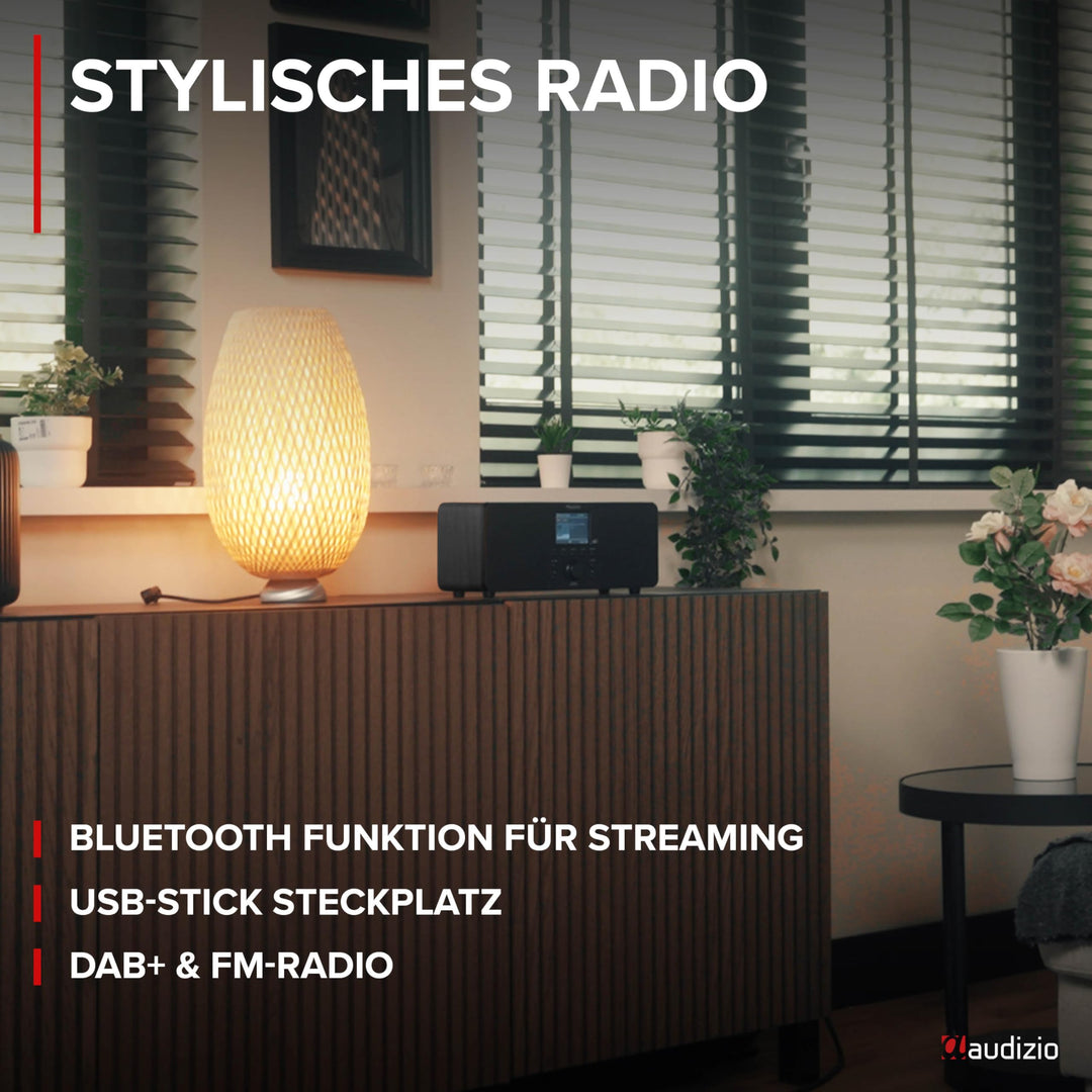 DAB+ Radio mit Bluetooth Weckfunktion USB Aux 60 Sender schwarz - Bild 2