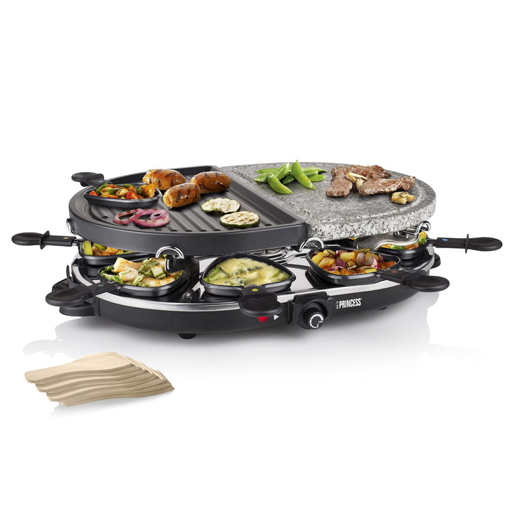 Raclette-Grill mit Steinplatte und Grillplatte für 8 Personen 1200 W - Bild 2