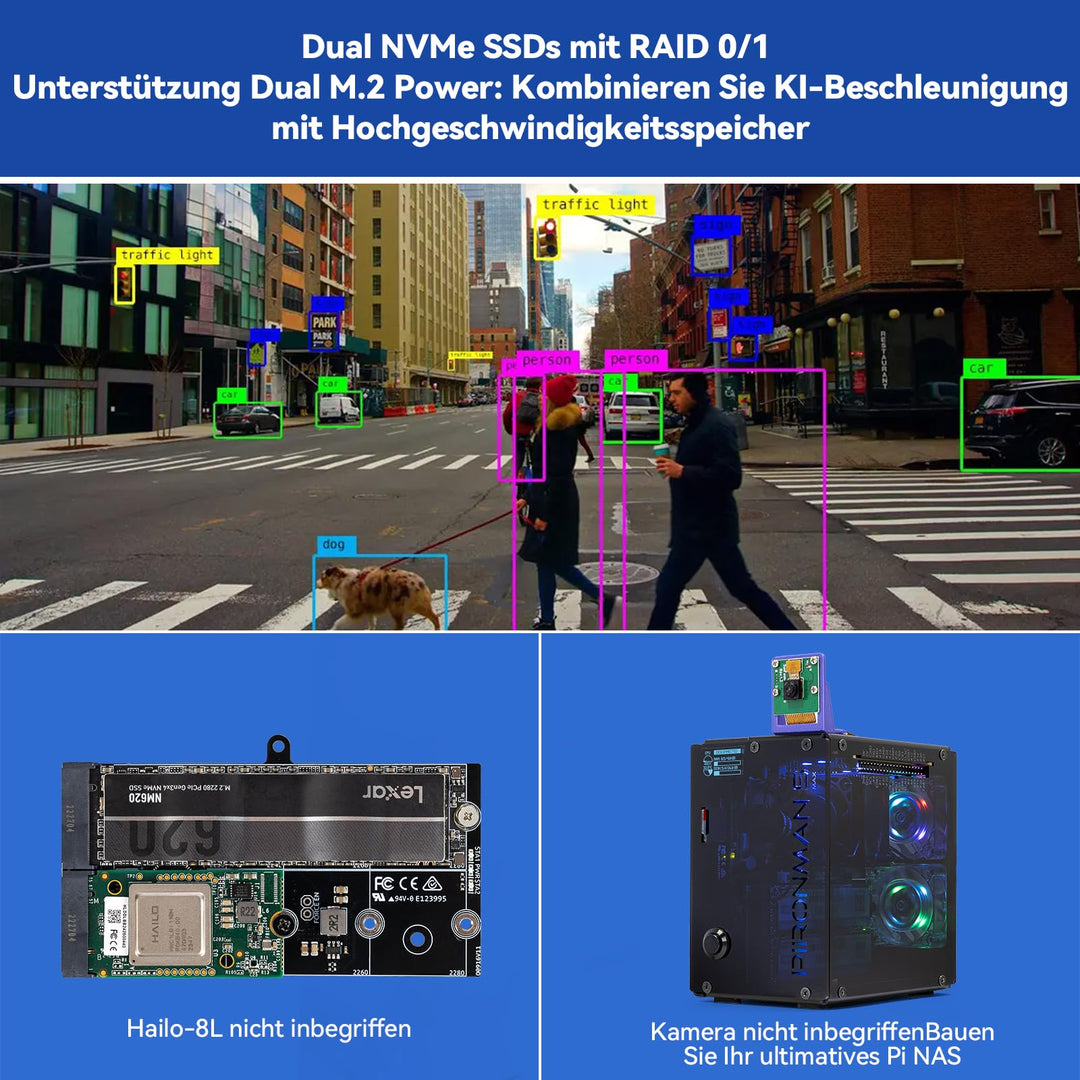 Raspberry Pi 5 Gehäuse Dual NVMe M.2 RAID mit OLED und RGB-Kühler - Bild 9