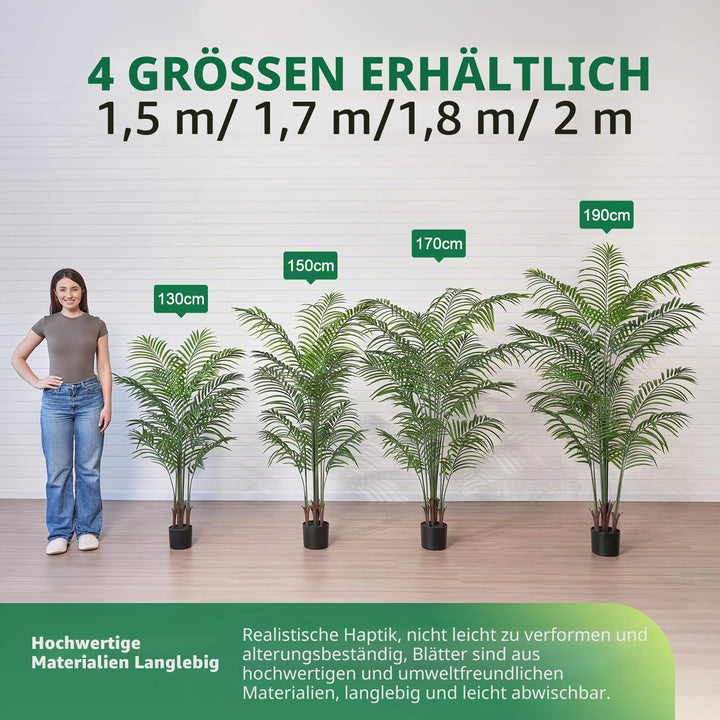 Kunstpalme 150 cm im Topf mit Zementfuss formbar - Bild 7