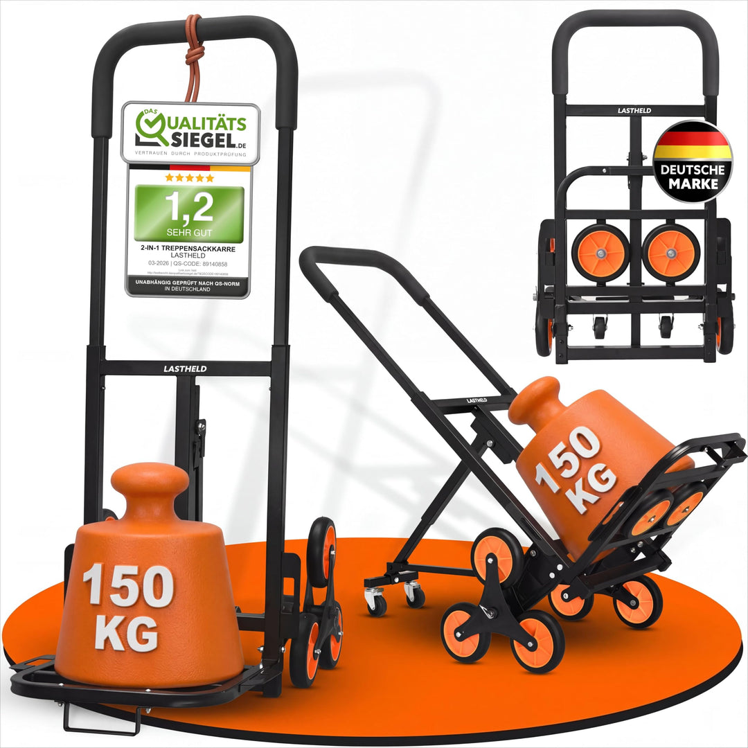 Sackkarre klappbar Treppensteiger 2-in-1 Stahl 150 kg Traglast