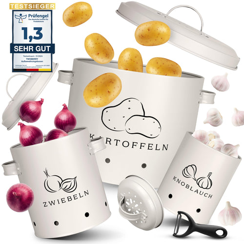 Vorratsdosen Set Kartoffel Zwiebel Knoblauch 3-teilig mit Sparschäler