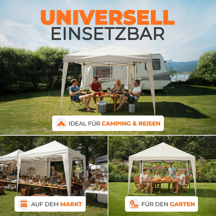 Faltpavillon 3x3 m wasserdicht UV50+ Stahl champagner Pop-Up - Bild 7