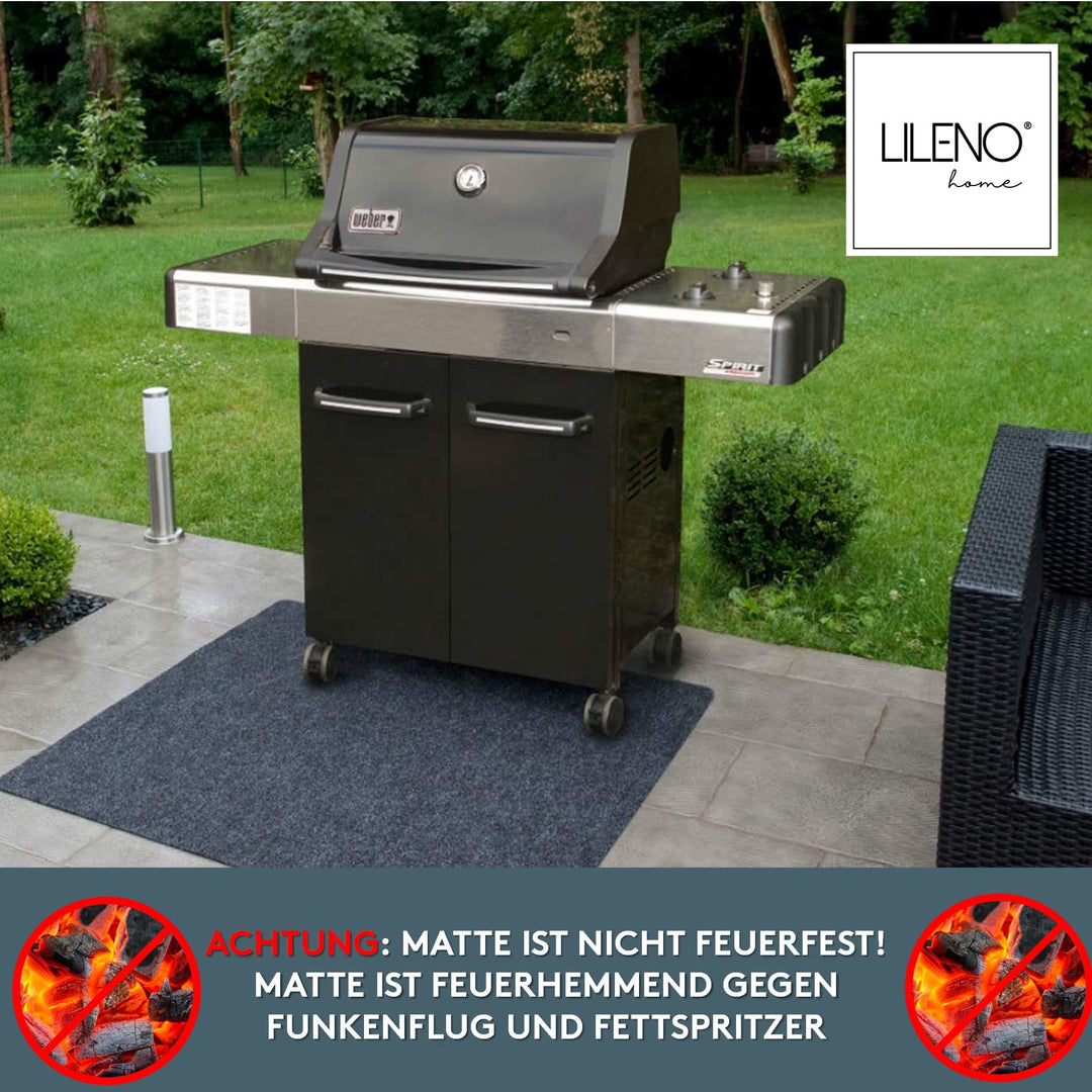 Grillmatte Bodenschutz 80x120 cm Anthrazit feuerhemmend In- &amp; Outdoor - Bild 2