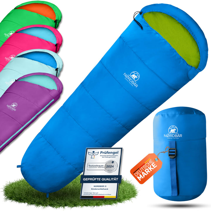 Kinderschlafsack 3-Jahreszeiten 175x70cm mit Kissenfach Camping